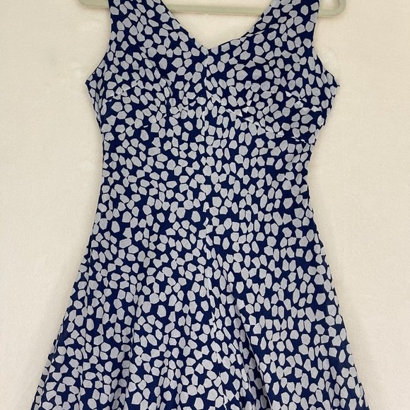 Carole Little Sleeveless 100% Cotton Dress Blue & White Women's Size 4 - Picture 5 of 9